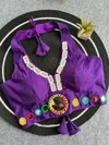 Tew Pure Roman Silk Cotton Real Mirror Work Navratri Blouses